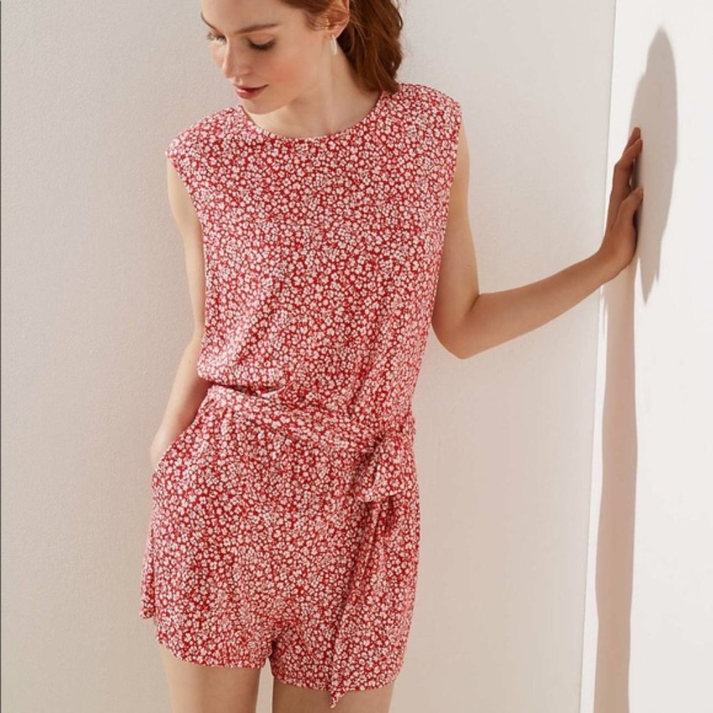 Summer Favorite LOFT Red Floral Romper